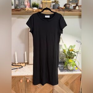 NWT No Boundaries Black Ribbed Short-Sleeve Casual Midi Dress XL